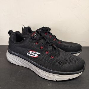 Skechers Dlux Walker Shoes Mens 11 Black Red Relaxed Fit Casual Sport 232364